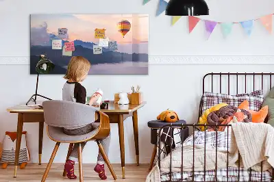 Beschrijfbaar glazen magneetbord met landschapsontwerp