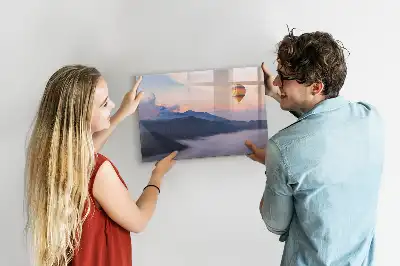 Beschrijfbaar glazen magneetbord met landschapsontwerp