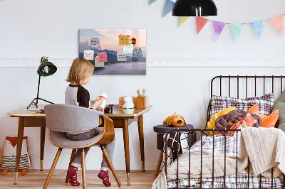 Beschrijfbaar glazen magneetbord met landschapsontwerp