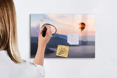 Beschrijfbaar glazen magneetbord met landschapsontwerp