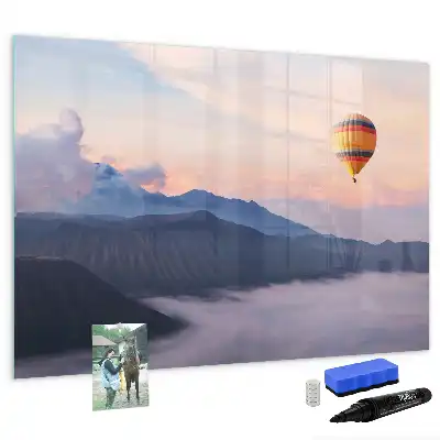 Beschrijfbaar glazen magneetbord met landschapsontwerp