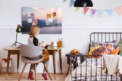 Beschrijfbaar glazen magneetbord met landschapsontwerp