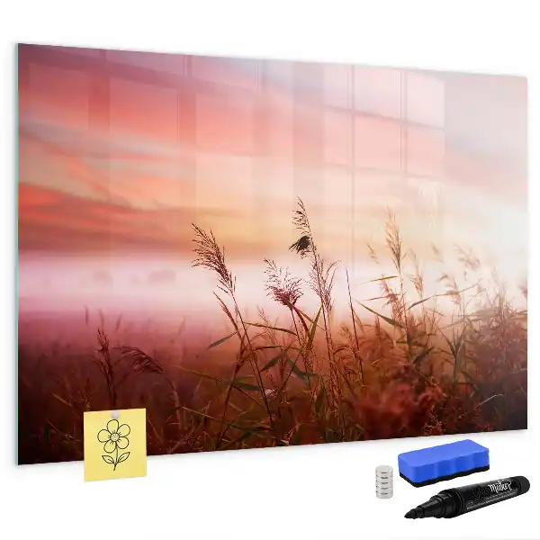 Beschrijfbaar glazen magneetbord met design Mistige ochtend