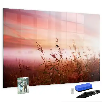 Beschrijfbaar glazen magneetbord met design Mistige ochtend