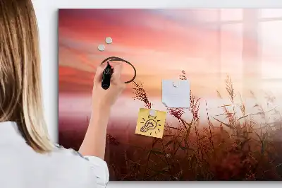Beschrijfbaar glazen magneetbord met design Mistige ochtend