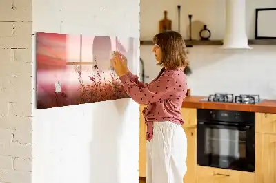 Beschrijfbaar glazen magneetbord met design Mistige ochtend