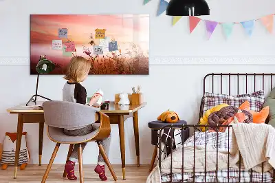 Beschrijfbaar glazen magneetbord met design Mistige ochtend