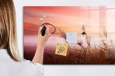 Beschrijfbaar glazen magneetbord met design Mistige ochtend