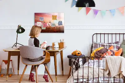 Beschrijfbaar glazen magneetbord met design Mistige ochtend