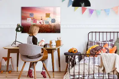 Beschrijfbaar glazen magneetbord met design Mistige ochtend