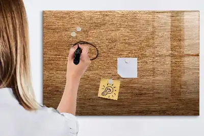 Beschrijfbaar glazen magneetbord met design in licht hout