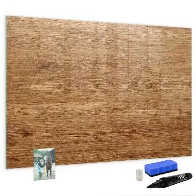 Beschrijfbaar glazen magneetbord met design in licht hout