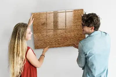 Beschrijfbaar glazen magneetbord met design in licht hout