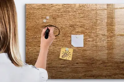 Beschrijfbaar glazen magneetbord met design in licht hout