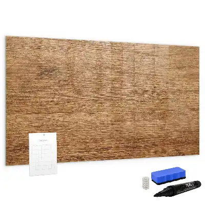Beschrijfbaar glazen magneetbord met design in licht hout