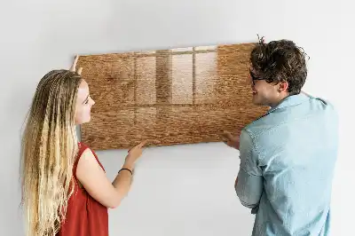 Beschrijfbaar glazen magneetbord met design in licht hout