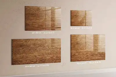 Beschrijfbaar glazen magneetbord met design in licht hout