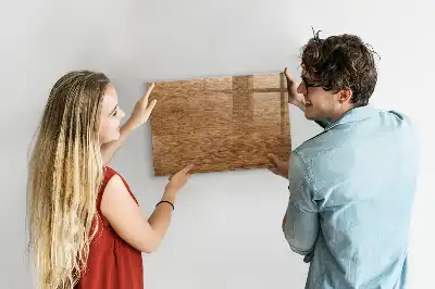 Beschrijfbaar glazen magneetbord met design in licht hout