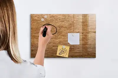 Beschrijfbaar glazen magneetbord met design in licht hout