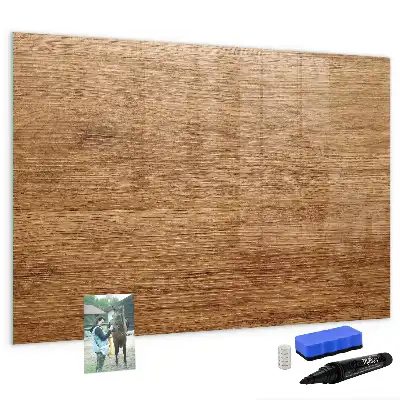 Beschrijfbaar glazen magneetbord met design in licht hout
