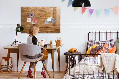 Beschrijfbaar glazen magneetbord met design in licht hout