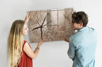 Beschrijfbaar glazen magneetbord met design van een oude boomstam