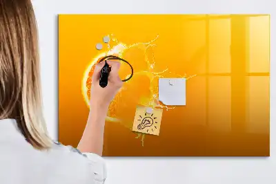 Magnetisch glazen schrijfbord voor notities en foto's sinaasappelkleurig