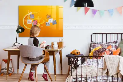 Magnetisch glazen schrijfbord voor notities en foto's sinaasappelkleurig