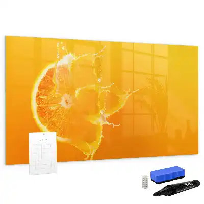 Magnetisch glazen schrijfbord voor notities en foto's sinaasappelkleurig