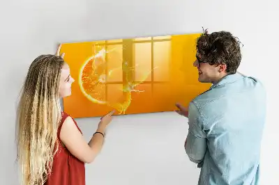 Magnetisch glazen schrijfbord voor notities en foto's sinaasappelkleurig