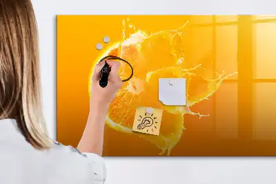 Magnetisch glazen schrijfbord voor notities en foto's sinaasappelkleurig