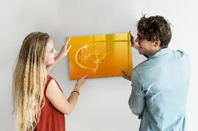 Magnetisch glazen schrijfbord voor notities en foto's sinaasappelkleurig