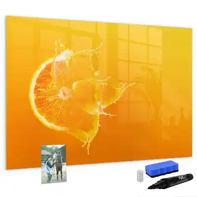 Magnetisch glazen schrijfbord voor notities en foto's sinaasappelkleurig