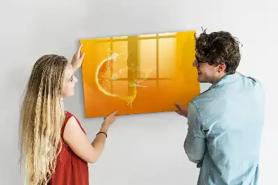 Magnetisch glazen schrijfbord voor notities en foto's sinaasappelkleurig