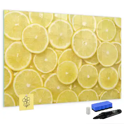 Magnetisch glazen schrijfbord met decoratie van citroenschijfjes