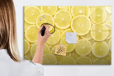 Magnetisch glazen schrijfbord met decoratie van citroenschijfjes