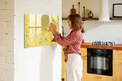 Magnetisch glazen schrijfbord met decoratie van citroenschijfjes