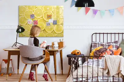 Magnetisch glazen schrijfbord met decoratie van citroenschijfjes