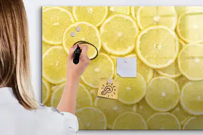 Magnetisch glazen schrijfbord met decoratie van citroenschijfjes