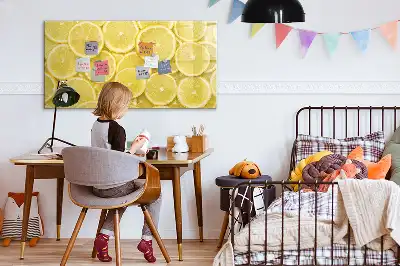 Magnetisch glazen schrijfbord met decoratie van citroenschijfjes