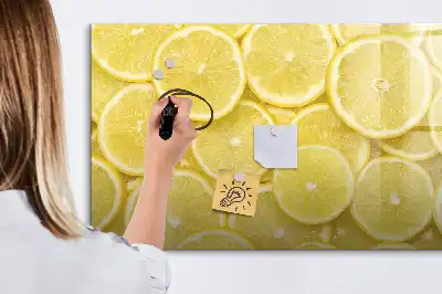 Magnetisch glazen schrijfbord met decoratie van citroenschijfjes