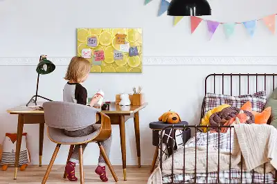 Magnetisch glazen schrijfbord met decoratie van citroenschijfjes