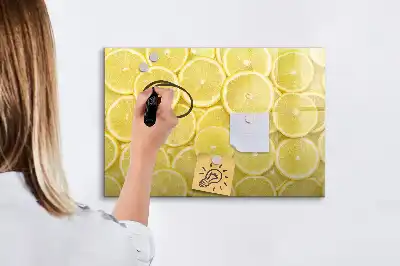 Magnetisch glazen schrijfbord met decoratie van citroenschijfjes