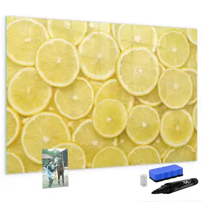 Magnetisch glazen schrijfbord met decoratie van citroenschijfjes