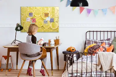 Magnetisch glazen schrijfbord met decoratie van citroenschijfjes