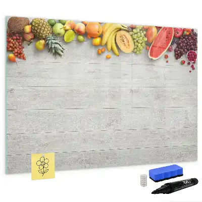 Magnetisch glazen memobord met afbeelding van fruit op tafel
