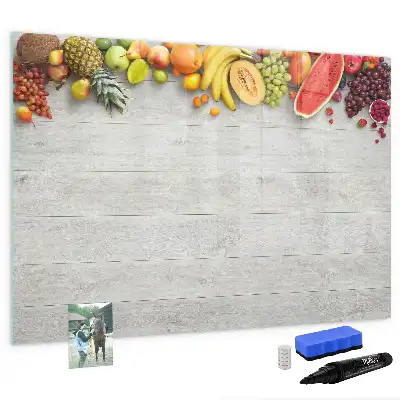 Magnetisch glazen memobord met afbeelding van fruit op tafel