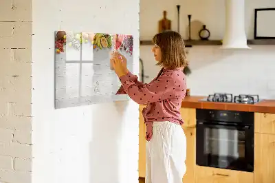 Magnetisch glazen memobord met afbeelding van fruit op tafel