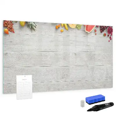 Magnetisch glazen memobord met afbeelding van fruit op tafel