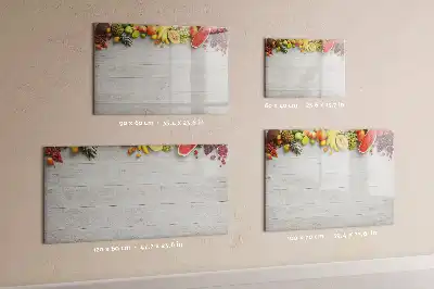 Magnetisch glazen memobord met afbeelding van fruit op tafel
